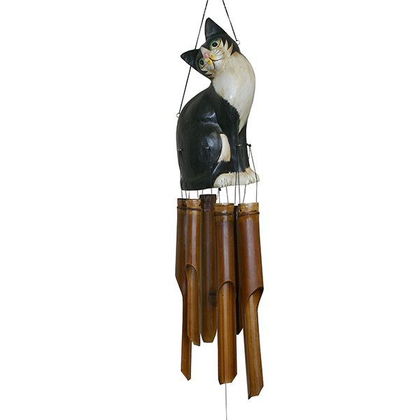 Cat Bamboo Chime - Black and White